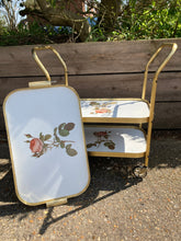 Load image into Gallery viewer, Vintage 1950’s Three Tier Trolley Rose Design Top Tier A Tray
