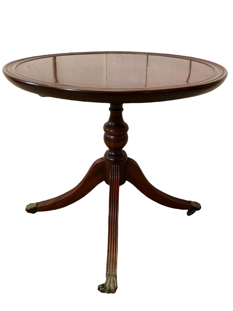 Mahogany Round Coffee Table Lamp Table On Brass Castors