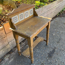 Load image into Gallery viewer, Vintage Satin Wood Wash Stand With Tiled Splash Back And Shelf
