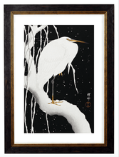 Load image into Gallery viewer, Japanese Perched White Bird, Print of Vintage Illustrated Japanese Bird- 1900s Artwork Print. Framed Wall Art PictureVintage Frog T/APictures &amp; Prints
