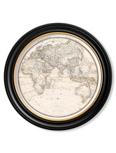 Load image into Gallery viewer, Round Frame World Map Hemisphere Prints - Referenced From The Work of an 1800s CartographerVintage Frog T/APictures &amp; Prints
