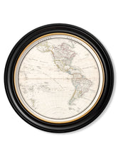 Load image into Gallery viewer, Round Frame World Map Hemisphere Prints - Referenced From The Work of an 1800s CartographerVintage Frog T/APictures &amp; Prints
