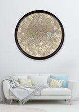 Load image into Gallery viewer, Round Framed Map of London Print - Referenced From an Original Early 1900s MapVintage FrogPictures &amp; Prints

