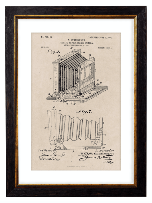 Victorian Box Camera Patent Design, Print of Vintage Illustrated Folding Camera Blueprint - 1900s Artwork Print. Framed Wall Art PictureVintage Frog T/APictures & Prints