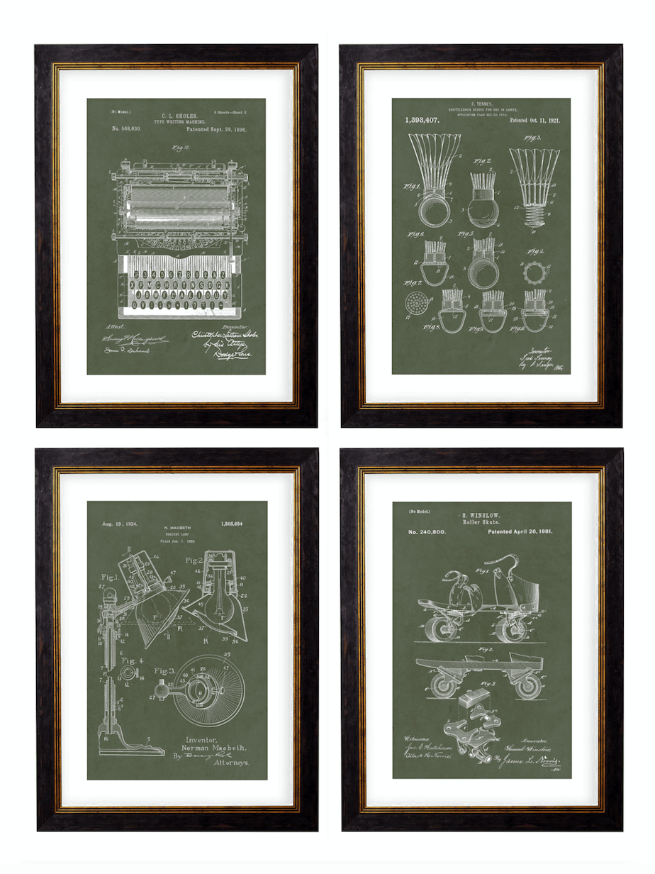 Victorian Patent Designs, Prints of Vintage Blueprints - 1900s Artwork Print. Framed Wall Art PictureVintage Frog T/APictures & Prints